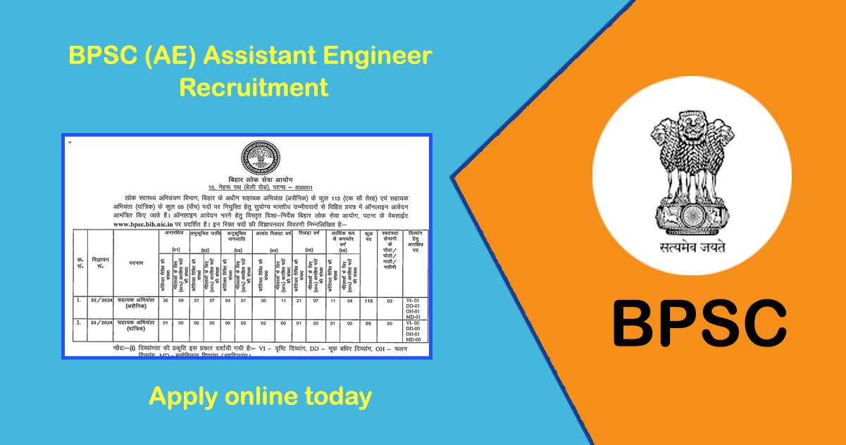 BPSC AE Recruitment 2024 for 113 Civil and Mechanical Posts